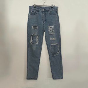 Acid Wash Blue Ripped Jeans